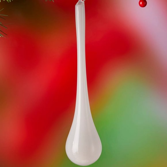 Neiman Marcus White Bubblegum Teardrop Holiday Ornament